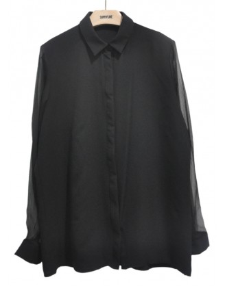 Black shirt with transparent sleeves 